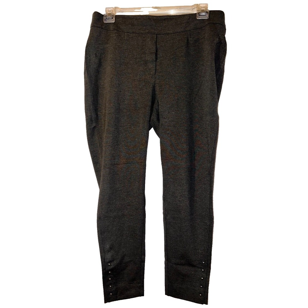 Chico's Pants Women Sz XL (3) Charcoal Gray Studded Ankle Slim Leggings Pull On
